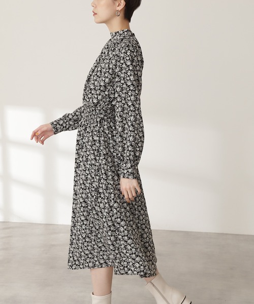 N.(N. Natural Beauty Basic)(エヌエヌナチュラルビューティーベーシック)の「◆スタンドネックハイウエストシャーリングワンピース(ワンピース・レディース・ブラック系その他/ブラウン系その他・MEDIUM)」の8枚目の写真