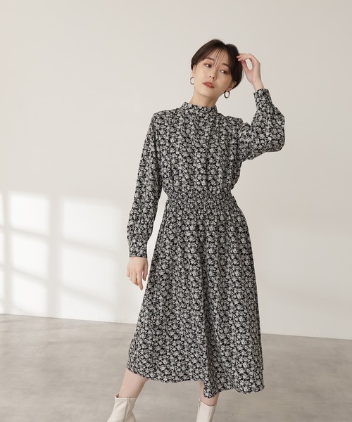 N.(N. Natural Beauty Basic)(エヌエヌナチュラルビューティーベーシック)の「◆スタンドネックハイウエストシャーリングワンピース(ワンピース・レディース・ブラック系その他/ブラウン系その他・MEDIUM)」の3枚目の写真