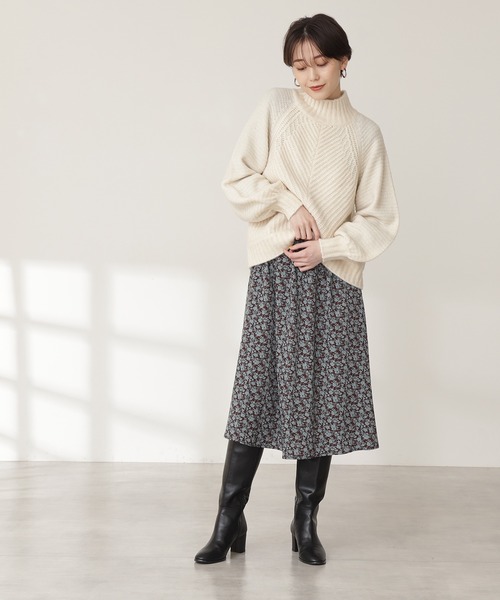 N.(N. Natural Beauty Basic)(エヌエヌナチュラルビューティーベーシック)の「◆スタンドネックハイウエストシャーリングワンピース(ワンピース・レディース・ブラック系その他/ブラウン系その他・MEDIUM)」の7枚目の写真