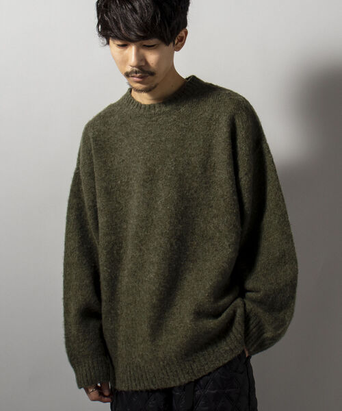 GLOSTER（グロスター）の「【GLOSTER/グロスター】シャギードッグウール プルオーバーニット（ニット/セーター・メンズ・キナリ/グリーン/ネイビー/サックスブルー/イエロー/レッド・FREE）」の3枚目の写真