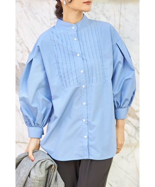 &. NOSTALGIA（アンドドットノスタルジア）の「ピンタックシャツブラウス（シャツ/ブラウス・レディース・ネイビー/オフホワイト/ブラック/ホワイト/ブルー系その他/ブルー/ブルー系その他2/ピンク/カーキ/ライトオレンジ系・FREE）」の7枚目の写真