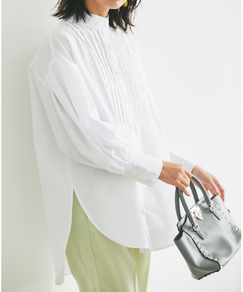 &. NOSTALGIA（アンドドットノスタルジア）の「ピンタックシャツブラウス（シャツ/ブラウス・レディース・ネイビー/オフホワイト/ブラック/ホワイト/ブルー系その他/ブルー/ブルー系その他2/ピンク/カーキ/ライトオレンジ系・FREE）」の15枚目の写真