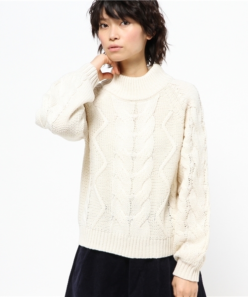 Chico（チコ）の「袖ボリュームケーブルニット（ニット/セーター・レディース・グレー/ピンク/イエロー/ホワイト・FREE）」の15枚目の写真