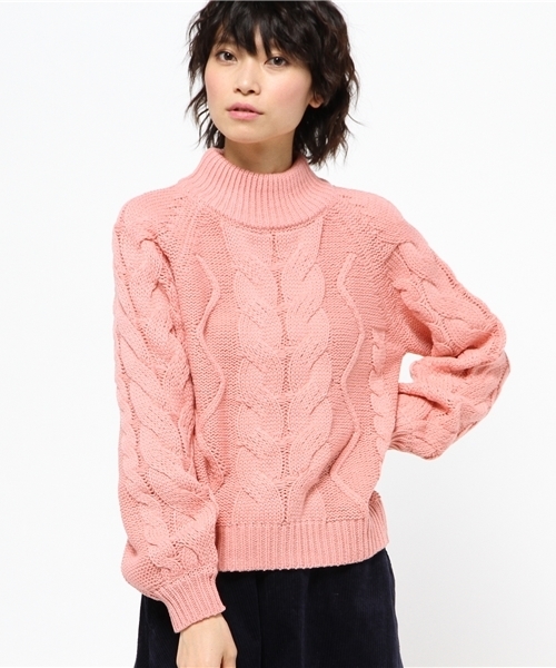 Chico（チコ）の「袖ボリュームケーブルニット（ニット/セーター・レディース・グレー/ピンク/イエロー/ホワイト・FREE）」の10枚目の写真