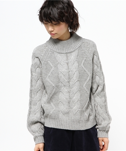 Chico（チコ）の「袖ボリュームケーブルニット（ニット/セーター・レディース・グレー/ピンク/イエロー/ホワイト・FREE）」の12枚目の写真
