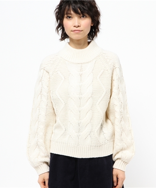 Chico（チコ）の「袖ボリュームケーブルニット（ニット/セーター・レディース・グレー/ピンク/イエロー/ホワイト・FREE）」の5枚目の写真