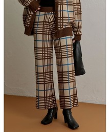 チェックジャガードストレートパンツ