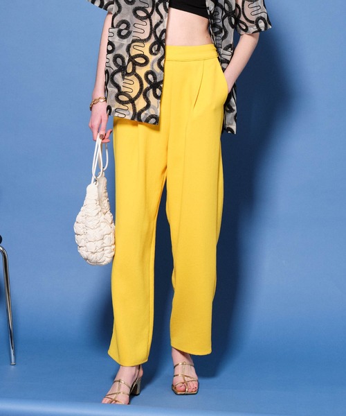 MAISON SPECIAL(メゾンスペシャル)の「Double Cross Wide Tapered Pants/ダブルクロスワイドテーパードパンツ【MAISON SPECIAL/メゾンスペシャル】(その他パンツ・レディース・ブラック/レッド/イエロー/ブルー/グリーン・38/36)」の4枚目の写真