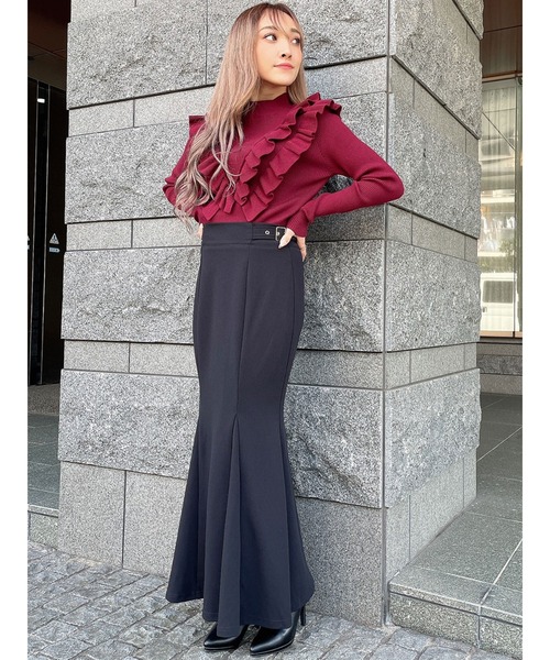 DURAS（デュラス）の「サイドベルト付きマーメイドスカート（スカート・レディース・パープル/ブラック/ベージュ・FREE）」の2枚目の写真