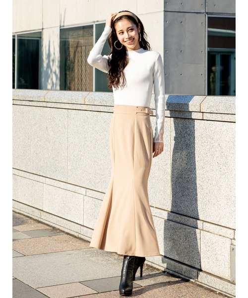 DURAS（デュラス）の「サイドベルト付きマーメイドスカート（スカート・レディース・パープル/ブラック/ベージュ・FREE）」の6枚目の写真