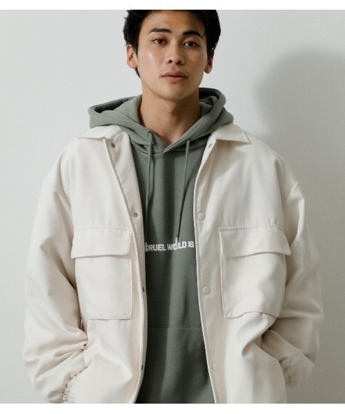 AZUL by moussy（アズールバイマウジー）の「BACK EMBROIDERY CPO JACKET/バックエンブロイダリーCPOジャケット（その他アウター・メンズ・オフホワイト/ブラック/グリーン系その他・MEDIUM/LARGE）」の5枚目の写真