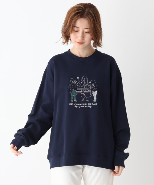 BASECONTROL(ベースコントロール)の「◆Quash 刺繍デザイン 裏毛クルーネックスウェット(スウェット・レディース・アイボリー/グリーン/ライトブルー/アイボリー系/ベージュ系/ネイビー系・99)」の6枚目の写真