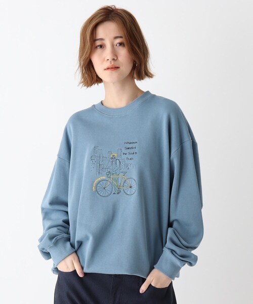 BASECONTROL(ベースコントロール)の「◆Quash 刺繍デザイン 裏毛クルーネックスウェット(スウェット・レディース・アイボリー/グリーン/ライトブルー/アイボリー系/ベージュ系/ネイビー系・99)」の5枚目の写真