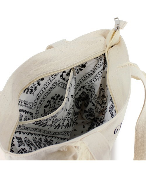 GYDA（ジェイダ）の「GYDA(ジェイダ) フリンジハンドルトートバッグ キャンバス GY-B041レディース バッグ　かばん ブランド（トートバッグ・レディース・ブラック/アイボリー・FREE）」の16枚目の写真