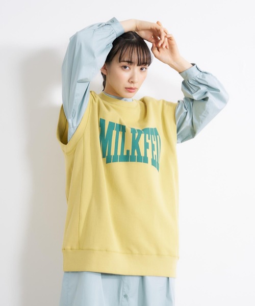 PRINTED LOGO SLEEVELESS SWEAT スウェット