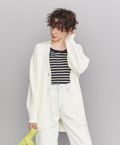 BEAUTY&YOUTH UNITED ARROWS（ビューティーアンドユースユナイテッドアローズ）の「BY 畦ニット オーバーVネック カーディガン -ウォッシャブル-（カーディガン/ボレロ・レディース・ホワイト/ライム/オレンジ・FREE）」の13枚目の写真