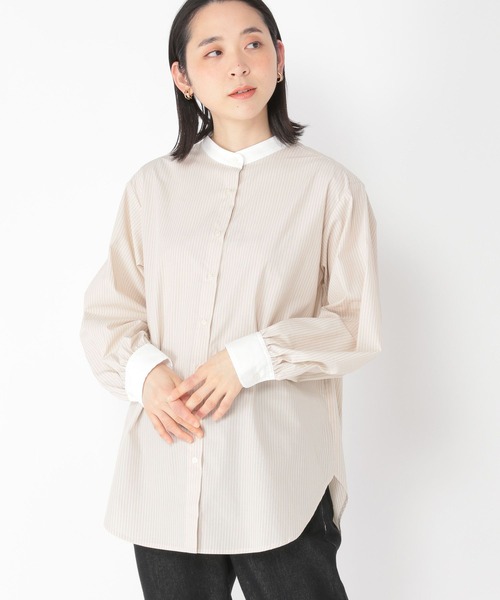 studio CLIP（スタディオクリップ）の「【速乾/接触冷感/マシーンウォッシャブル/お手入れ楽】クリレックスタンドシャツ（シャツ/ブラウス・レディース・サックスブルー/その他1/その他2/ライトピンク・MEDIUM/LARGE）」の4枚目の写真