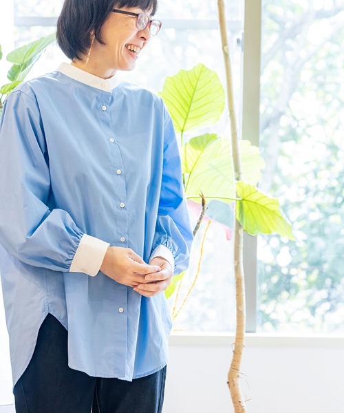 studio CLIP（スタディオクリップ）の「【速乾/接触冷感/マシーンウォッシャブル/お手入れ楽】クリレックスタンドシャツ（シャツ/ブラウス・レディース・サックスブルー/その他1/その他2/ライトピンク・MEDIUM/LARGE）」の12枚目の写真