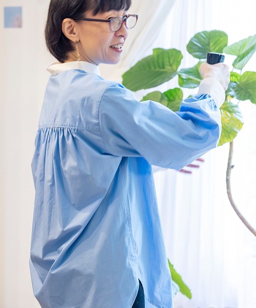 studio CLIP（スタディオクリップ）の「【速乾/接触冷感/マシーンウォッシャブル/お手入れ楽】クリレックスタンドシャツ（シャツ/ブラウス・レディース・サックスブルー/その他1/その他2/ライトピンク・MEDIUM/LARGE）」の14枚目の写真