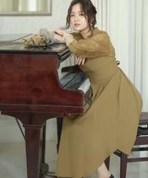 結婚式 パーティー ドレス タートルネック ミモレ丈&袖あり 大きいサイズ フォーマル オケージョンドレス お呼ばれ 二次会 成人式 同窓会 謝恩会 20代 30代