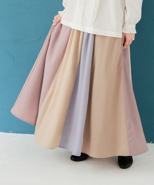 osharewalker（オシャレウォーカー）の「【廃盤】『配色切替フレアスカート』（スカート・レディース・ベージュ/ネイビー・FREE）」の6枚目の写真