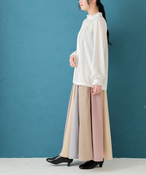 osharewalker（オシャレウォーカー）の「【廃盤】『配色切替フレアスカート』（スカート・レディース・ベージュ/ネイビー・FREE）」の14枚目の写真