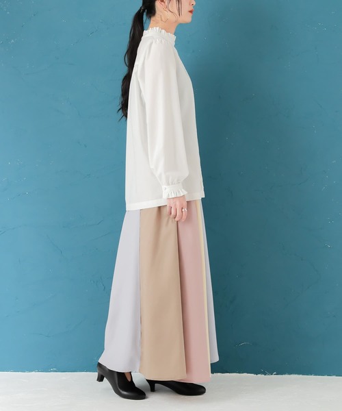 osharewalker（オシャレウォーカー）の「【廃盤】『配色切替フレアスカート』（スカート・レディース・ベージュ/ネイビー・FREE）」の12枚目の写真