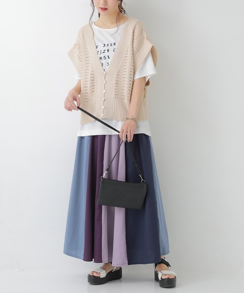 osharewalker（オシャレウォーカー）の「【廃盤】『配色切替フレアスカート』（スカート・レディース・ベージュ/ネイビー・FREE）」の10枚目の写真