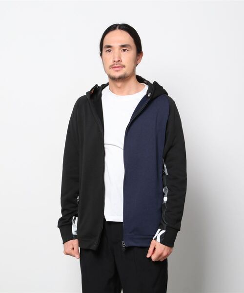 ONE MADE(ワンメイド)の「ONEMADE(ワンメイド)MX-1238/@SWEAT PARKA NEW サイド切替スウェットパーカー(パーカー・メンズ・ネイビー/グレー・X-LARGE/LARGE/MEDIUM)」の2枚目の写真