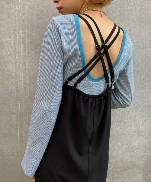 CIAOPANIC（チャオパニック）の「嬉しいパット付き！ジャガードバックオープンプルオーバー（Tシャツ/カットソー・レディース・ブラック/オレンジ/ブルー/グリーン・FREE）」の3枚目の写真