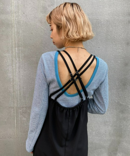 CIAOPANIC（チャオパニック）の「嬉しいパット付き！ジャガードバックオープンプルオーバー（Tシャツ/カットソー・レディース・ブラック/オレンジ/ブルー/グリーン・FREE）」の15枚目の写真