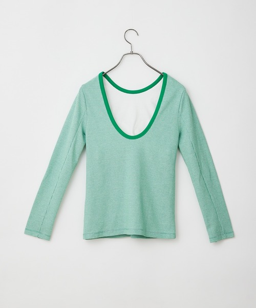 CIAOPANIC（チャオパニック）の「嬉しいパット付き！ジャガードバックオープンプルオーバー（Tシャツ/カットソー・レディース・ブラック/オレンジ/ブルー/グリーン・FREE）」の7枚目の写真