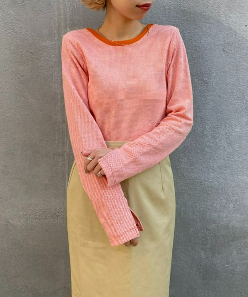 CIAOPANIC（チャオパニック）の「嬉しいパット付き！ジャガードバックオープンプルオーバー（Tシャツ/カットソー・レディース・ブラック/オレンジ/ブルー/グリーン・FREE）」の13枚目の写真