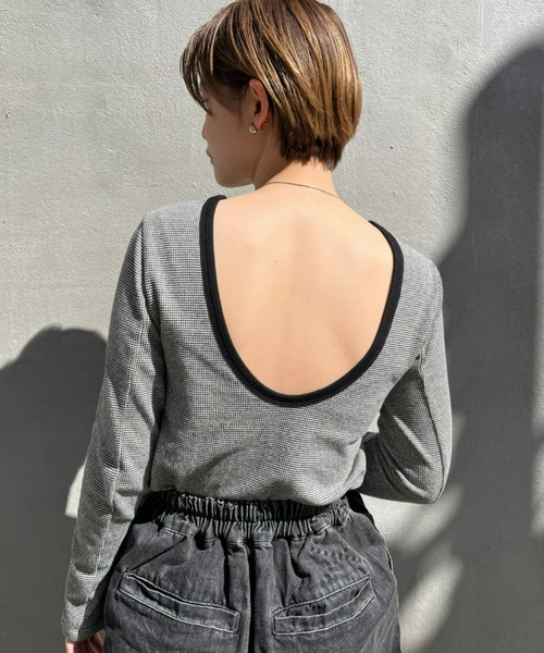 CIAOPANIC（チャオパニック）の「嬉しいパット付き！ジャガードバックオープンプルオーバー（Tシャツ/カットソー・レディース・ブラック/オレンジ/ブルー/グリーン・FREE）」の17枚目の写真