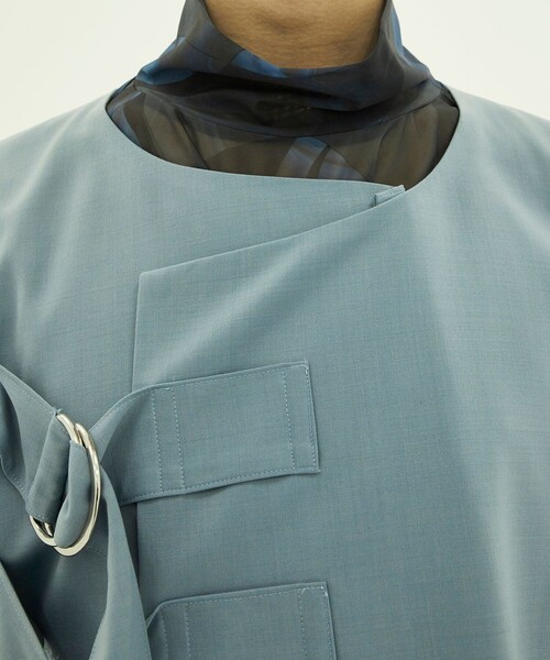 LiNoH（リノー）の「【×MENS NON-NO】T/W BELTED VEST（ベスト・メンズ・ライトブルーグレー/ブラック/ライム・2/1）」の7枚目の写真