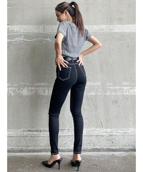 GYDA(ジェイダ)の「【セットアップ着用可】ブリーチショートポロニットトップス(ニット/セーター・レディース・オフホワイト/ネイビー/ベージュ・FREE)」の13枚目の写真