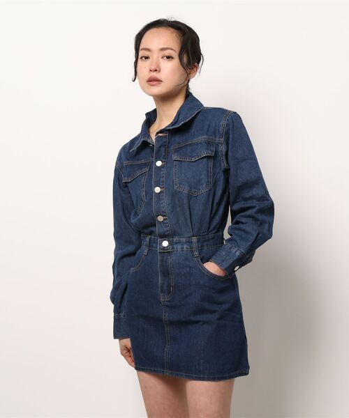 aimoha（アイモハ）の「デニムワンピース (SS)（ワンピース・レディース・ブルー/インディゴブルー・MEDIUM/SMALL）」の6枚目の写真