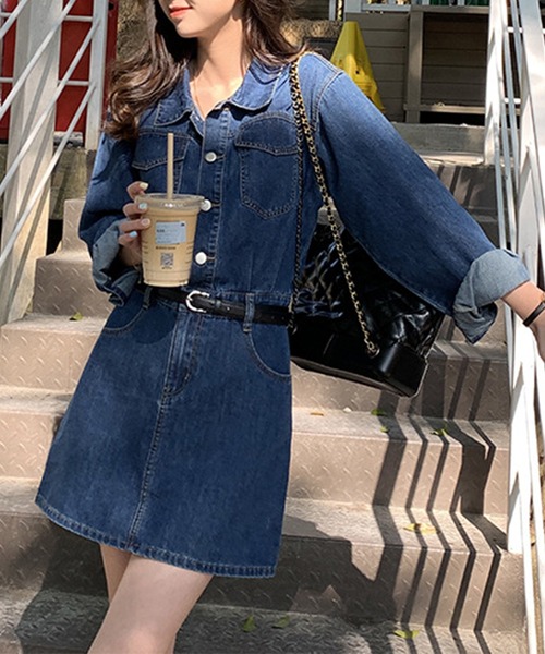 aimoha（アイモハ）の「デニムワンピース (SS)（ワンピース・レディース・ブルー/インディゴブルー・MEDIUM/SMALL）」の16枚目の写真