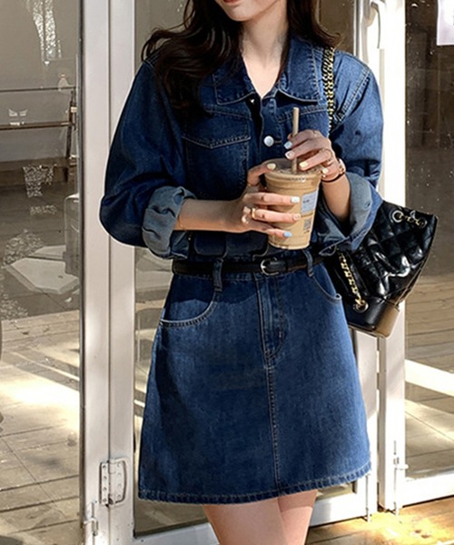 aimoha（アイモハ）の「デニムワンピース (SS)（ワンピース・レディース・ブルー/インディゴブルー・MEDIUM/SMALL）」の17枚目の写真