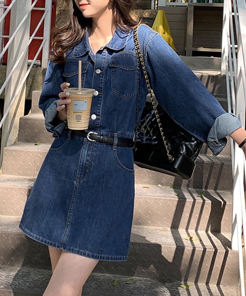 aimoha（アイモハ）の「デニムワンピース (SS)（ワンピース・レディース・ブルー/インディゴブルー・MEDIUM/SMALL）」の18枚目の写真