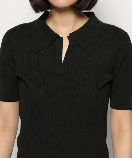 PAGEBOY（ページボーイ）の「ランダムリブポロニット（ニット/セーター・レディース・ブラック/オフホワイト/コーラルピンク・FREE）」の14枚目の写真