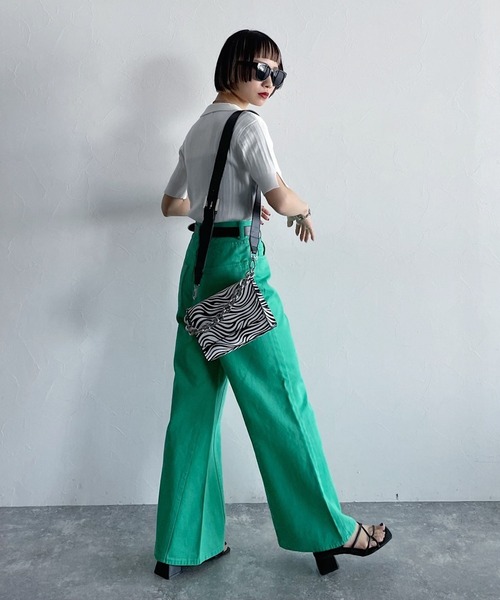 PAGEBOY（ページボーイ）の「ランダムリブポロニット（ニット/セーター・レディース・ブラック/オフホワイト/コーラルピンク・FREE）」の7枚目の写真