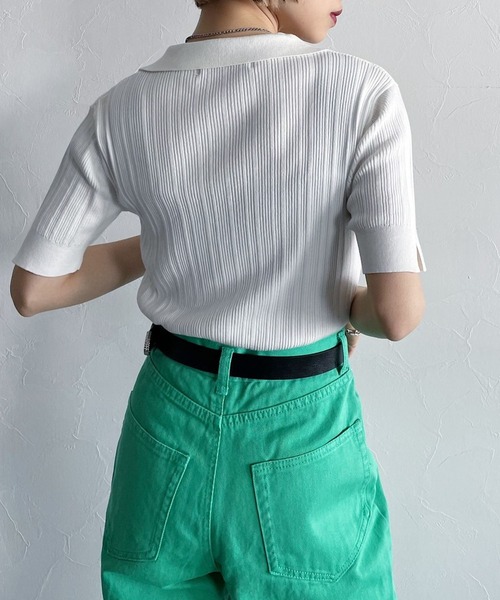 PAGEBOY（ページボーイ）の「ランダムリブポロニット（ニット/セーター・レディース・ブラック/オフホワイト/コーラルピンク・FREE）」の22枚目の写真