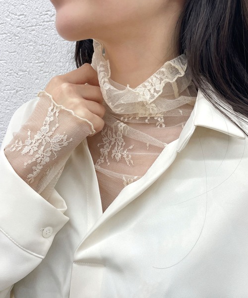 CEMONEMO（セモネモ）の「花柄レース ハイネック メロー カットソー（Tシャツ/カットソー・レディース・ホワイト/ベージュ/グレー/ブラック・FREE）」の17枚目の写真