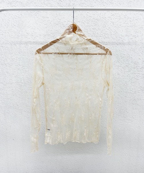 CEMONEMO（セモネモ）の「花柄レース ハイネック メロー カットソー（Tシャツ/カットソー・レディース・ホワイト/ベージュ/グレー/ブラック・FREE）」の10枚目の写真