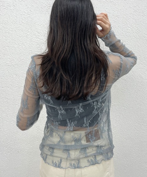 CEMONEMO（セモネモ）の「花柄レース ハイネック メロー カットソー（Tシャツ/カットソー・レディース・ホワイト/ベージュ/グレー/ブラック・FREE）」の21枚目の写真