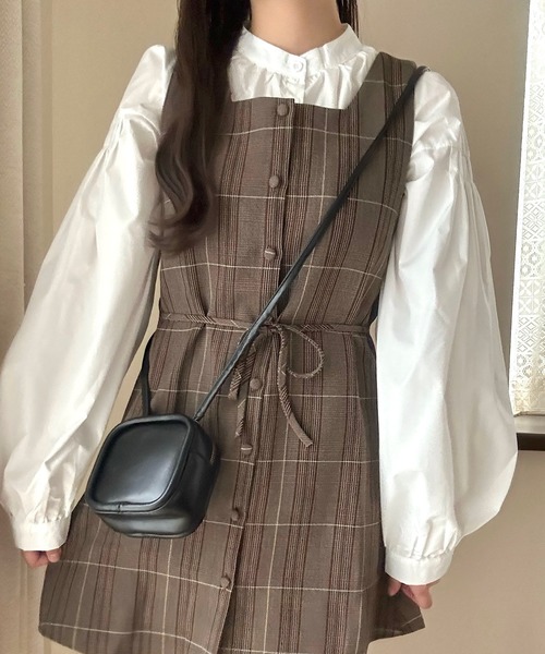 Cham.（チャム）の「ミニチェックワンピース（ワンピース・レディース・ブラウン・F）」の8枚目の写真