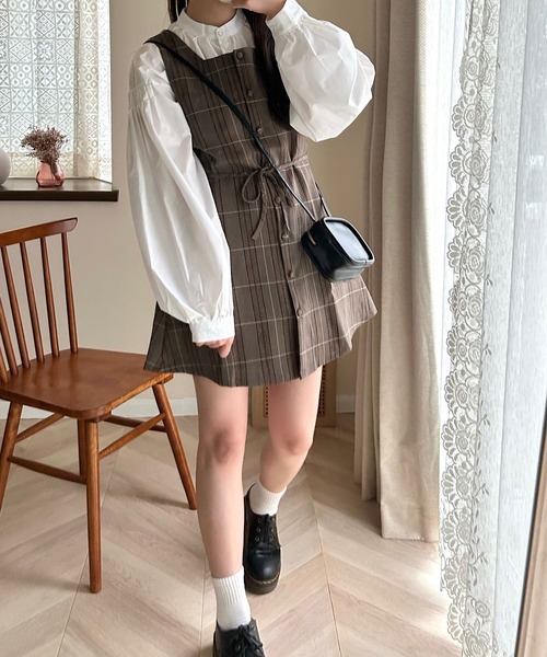 Cham.（チャム）の「ミニチェックワンピース（ワンピース・レディース・ブラウン・F）」の12枚目の写真