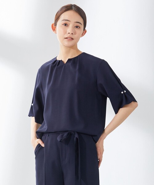 J.PRESS(ジェイプレス)の「【洗える・接触冷感】マルソースパンボイル ブラウス(シャツ/ブラウス・レディース・ブラウン系/ネイビー系/グレー系・T15/T13)」の3枚目の写真
