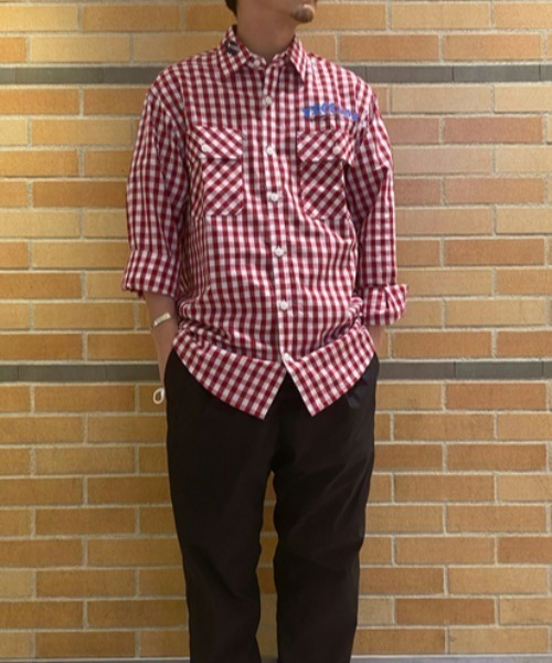 Kare/ME（カーミー）の「Kare/ME（カーミー）別注プリントチェックシャツ（シャツ/ブラウス・メンズ・レッド/ブラック・SMALL/MEDIUM/LARGE）」の2枚目の写真